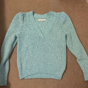 LOFT Women's Teal V-Neck Sweater